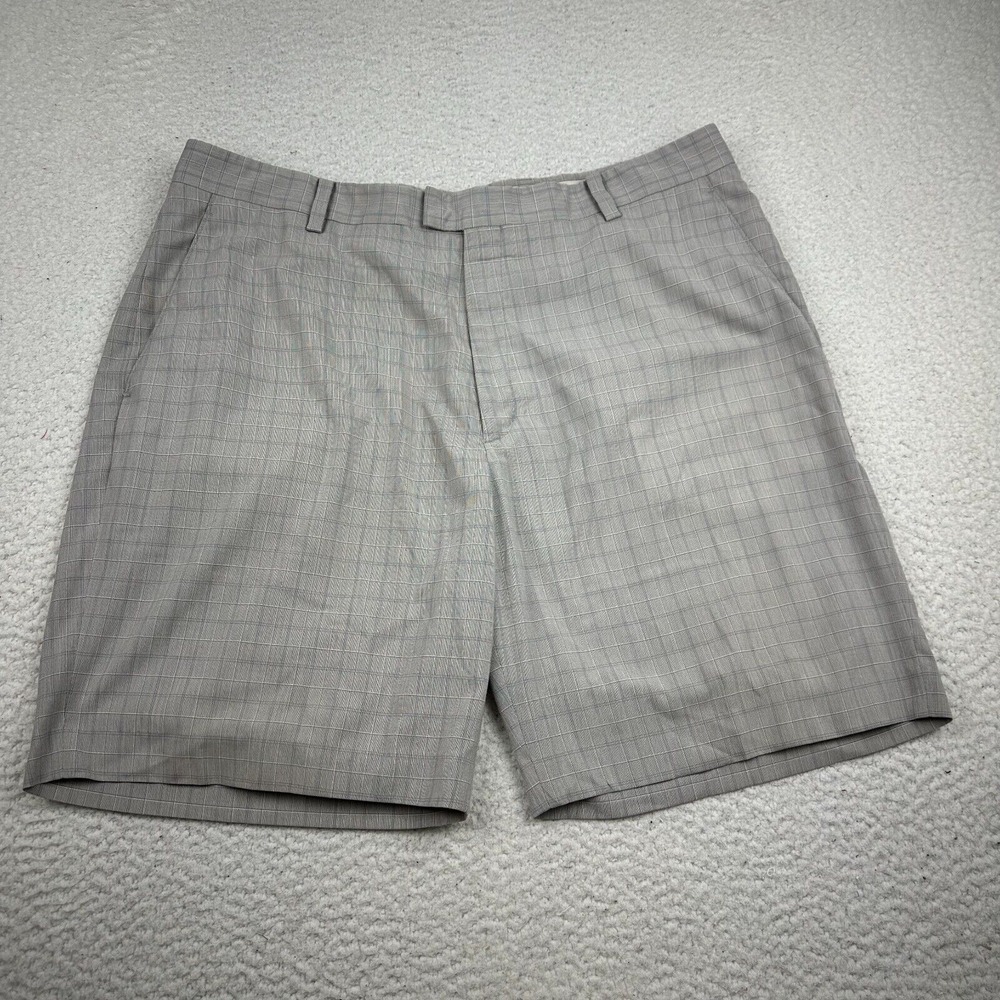 Tiger Woods Collection Shorts Mens 40‎ Chino Flat Front Plaid Golf Outdoor Gray